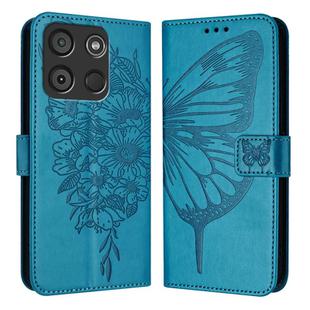 For Itel A60 / A60s Embossed Butterfly Leather Phone Case(Blue)