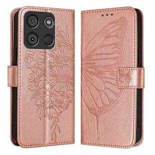 For Itel A60 / A60s Embossed Butterfly Leather Phone Case(Rose Gold)