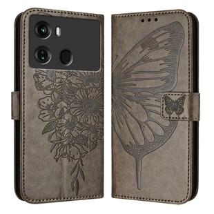 For Itel P40 Embossed Butterfly Leather Phone Case(Grey)