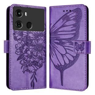 For Itel P40 Embossed Butterfly Leather Phone Case(Light Purple)