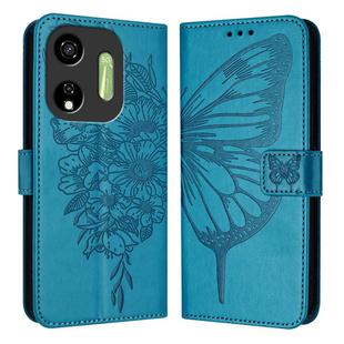 For Itel P55 5G Embossed Butterfly Leather Phone Case(Blue)