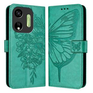 For Itel P55 5G Embossed Butterfly Leather Phone Case(Green)