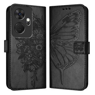 For Itel P55+ Embossed Butterfly Leather Phone Case(Black)