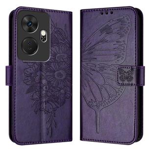 For Itel P55+ Embossed Butterfly Leather Phone Case(Dark Purple)