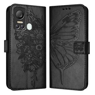 For Itel S18 / Vision 5 Embossed Butterfly Leather Phone Case(Black)