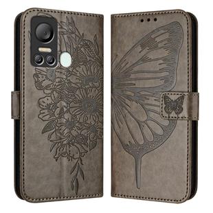 For Itel S18 / Vision 5 Embossed Butterfly Leather Phone Case(Grey)