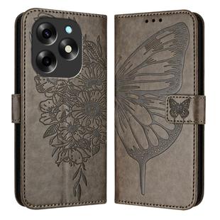 For Itel S23+ Embossed Butterfly Leather Phone Case(Grey)