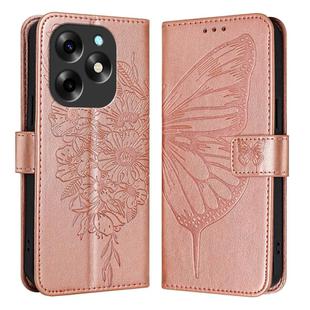 For Itel S23+ Embossed Butterfly Leather Phone Case(Rose Gold)