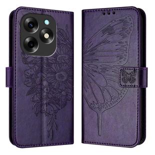 For Itel S23+ Embossed Butterfly Leather Phone Case(Dark Purple)