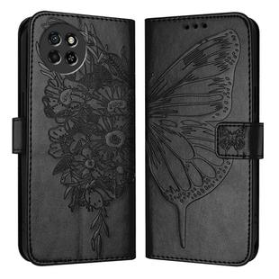 For Itel S23 Embossed Butterfly Leather Phone Case(Black)