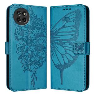 For Itel S23 Embossed Butterfly Leather Phone Case(Blue)