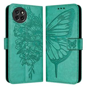 For Itel S23 Embossed Butterfly Leather Phone Case(Green)