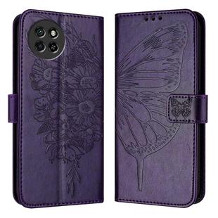 For Itel S23 Embossed Butterfly Leather Phone Case(Dark Purple)