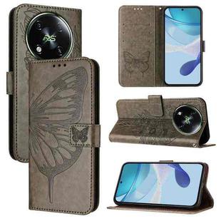 For itel RS4 S666LN Embossed Butterfly Leather Phone Case(Grey)