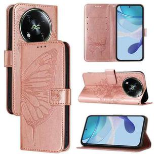 For itel RS4 S666LN Embossed Butterfly Leather Phone Case(Rose Gold)