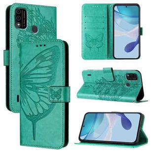 For itel A48 Embossed Butterfly Leather Phone Case(Green)