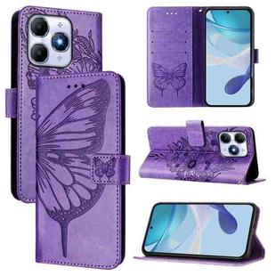 For itel A90 4G Embossed Butterfly Leather Phone Case(Light Purple)