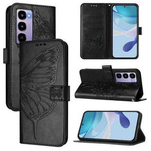 For itel City 100 Embossed Butterfly Leather Phone Case(Black)
