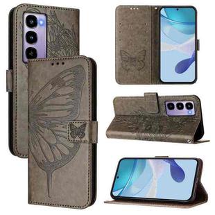 For itel City 100 Embossed Butterfly Leather Phone Case(Grey)