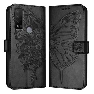 For TCL 20 R 5G Embossed Butterfly Leather Phone Case(Black)
