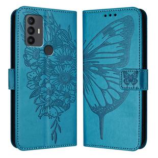 For TCL 30 SE Embossed Butterfly Leather Phone Case(Blue)