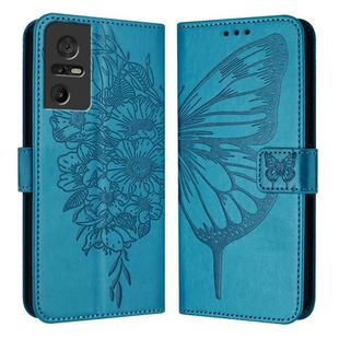 For TCL 40 SE Embossed Butterfly Leather Phone Case(Blue)