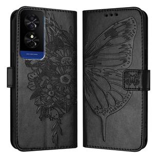 For TCL 50 5G Embossed Butterfly Leather Phone Case(Black)