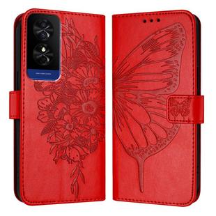 For TCL 50 5G Embossed Butterfly Leather Phone Case(Red)