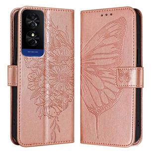 For TCL 50 5G Embossed Butterfly Leather Phone Case(Rose Gold)