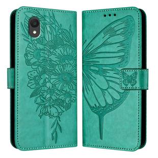 For TCL 201 Embossed Butterfly Leather Phone Case(Green)