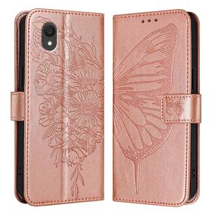 For TCL 201 Embossed Butterfly Leather Phone Case(Rose Gold)