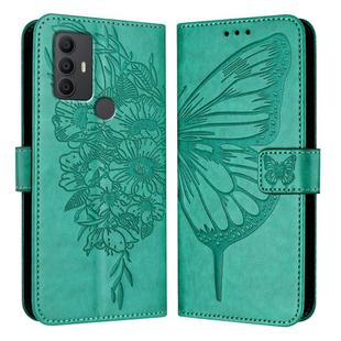 For TCL 306 Embossed Butterfly Leather Phone Case(Green)