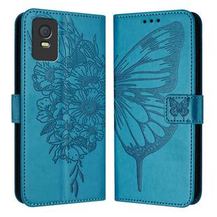 For TCL 403 Embossed Butterfly Leather Phone Case(Blue)