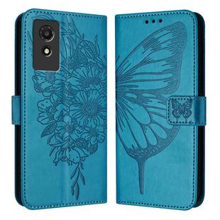 For TCL 501 Embossed Butterfly Leather Phone Case(Blue)