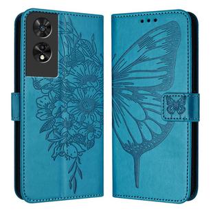 For TCL 505 Embossed Butterfly Leather Phone Case(Blue)