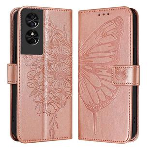 For TCL 50 SE Embossed Butterfly Leather Phone Case(Rose Gold)