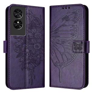 For TCL 505 SE Embossed Butterfly Leather Phone Case(Dark Purple)