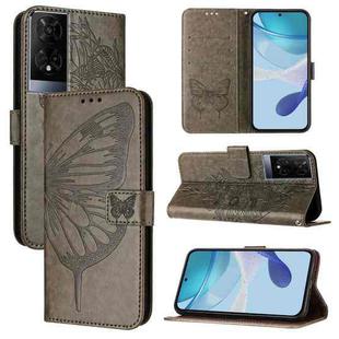 For TCL 50XE 5G Embossed Butterfly Leather Phone Case(Grey)