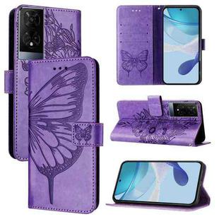 For TCL 50XE 5G Embossed Butterfly Leather Phone Case(Light Purple)