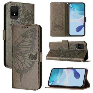 For TCL 502 Embossed Butterfly Leather Phone Case(Grey)