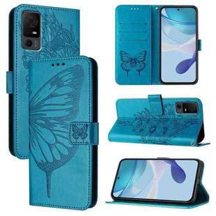 For TCL 40 XL / 40 T T608DL Embossed Butterfly Leather Phone Case(Blue)