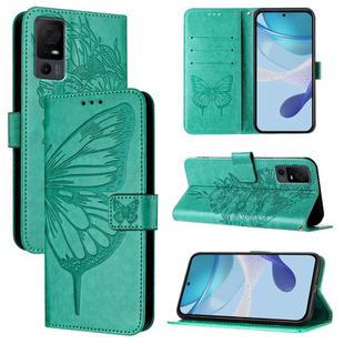 For TCL 40 XL / 40 T T608DL Embossed Butterfly Leather Phone Case(Green)