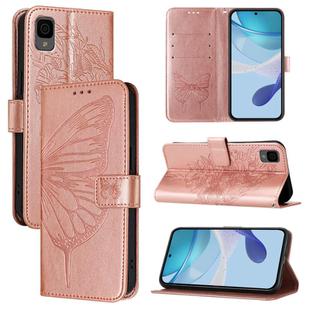 For TCL 30Z T602DL Embossed Butterfly Leather Phone Case(Rose Gold)