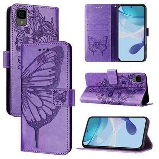 For TCL 30Z T602DL Embossed Butterfly Leather Phone Case(Light Purple)