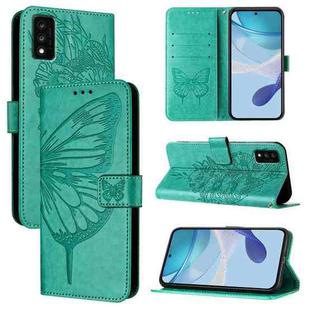 For TCL 30T T603DL Embossed Butterfly Leather Phone Case(Green)