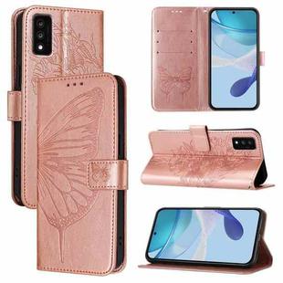 For TCL 30T T603DL Embossed Butterfly Leather Phone Case(Rose Gold)