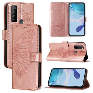 For TCL 30 XL T701DL Embossed Butterfly Leather Phone Case(Rose Gold)