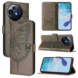 For TCL 50 Pro NxtPaper Embossed Butterfly Leather Phone Case(Grey)