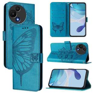 For TCL 60 SE NxtPaper / 605 Embossed Butterfly Leather Phone Case(Blue)