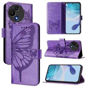 For TCL 60 SE NxtPaper / 605 Embossed Butterfly Leather Phone Case(Light Purple)